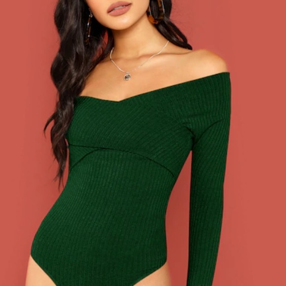 Urban Outfitters Tops - LAST ONE SALE Green Ribbed Cross Sweater Body Suit